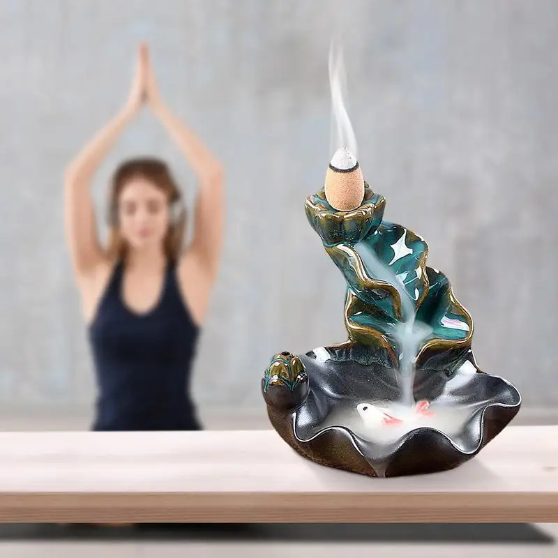 

Backflow Incense Burner Ceramic Waterfall Incense Holder Aromatherapy Ornament Zen Decor For Home Office Meditation Yoga Room