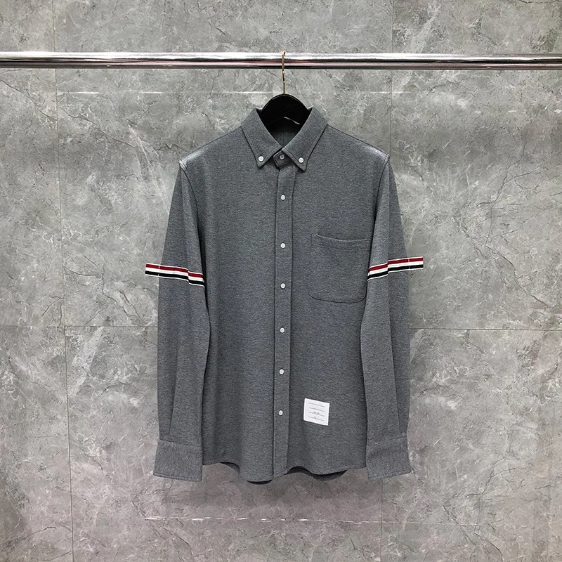 Men's Shirt New Buttons Stripe Shirts Men Slim Losng Sleeve Casual Shirt Spring Autumn Cotton Solid Spring Men's Clothing
