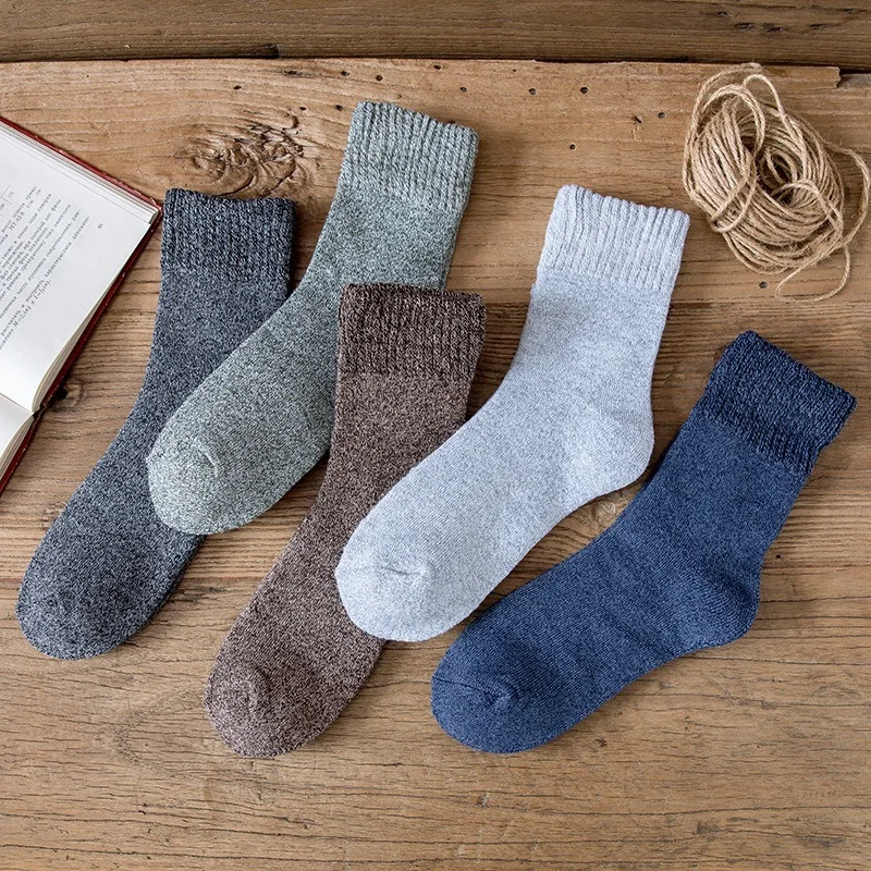 5 Pair Winter Men's Women Super Thick Warm Socks High Quality Harajuku Retro Snow Casual Antifreeze Wool Socks 2022 New