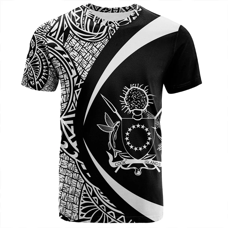 Фото 3D Printed The RepublicOf Cook Islands Flag Map T Shirt Cook Islands Coat Of Arms Graphic T-shirts For Men Vintage Short Sleeves №1