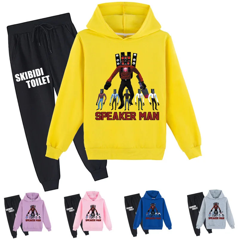 

Skibidi Toilet 2023 Children's Clothing Monitor Toilet Man Printed Casual Sweatshirt for Boys and Girls + Pants Suit