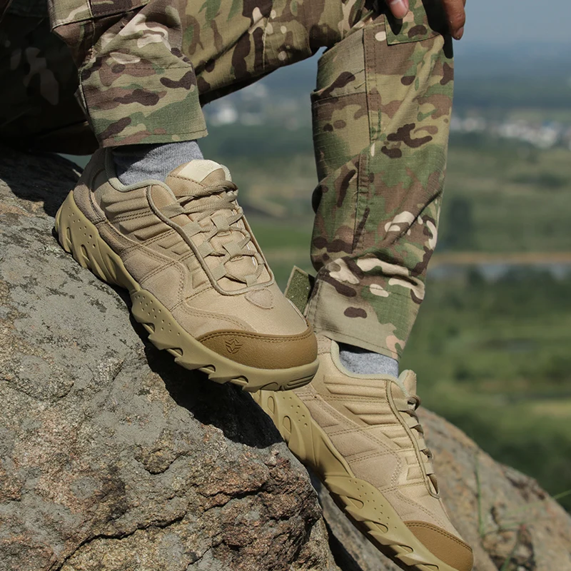 

Low top outdoor hiking shoes, desert boots, combat boots, men's shock absorption, anti slip, breathable