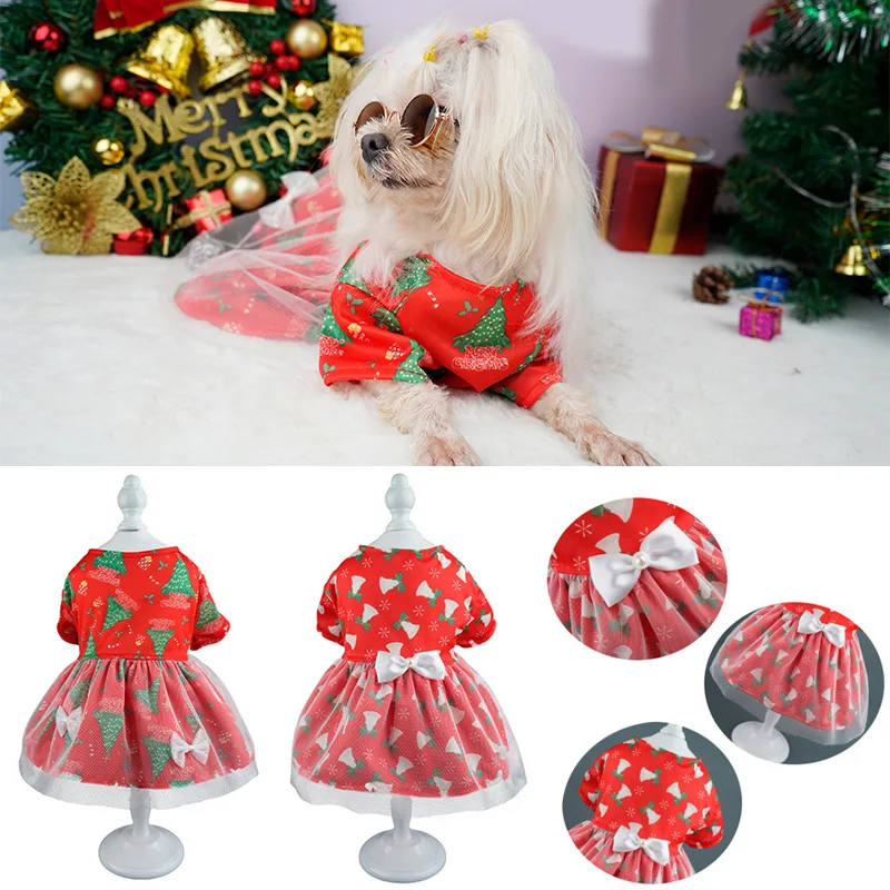 

Dog Dress Pet Skirt Pet Cat Dog Clothing Cat Puppy Apparel Dresses Pet Dog Clothes Sheer Mesh Skirt Lovely Festive Christmas