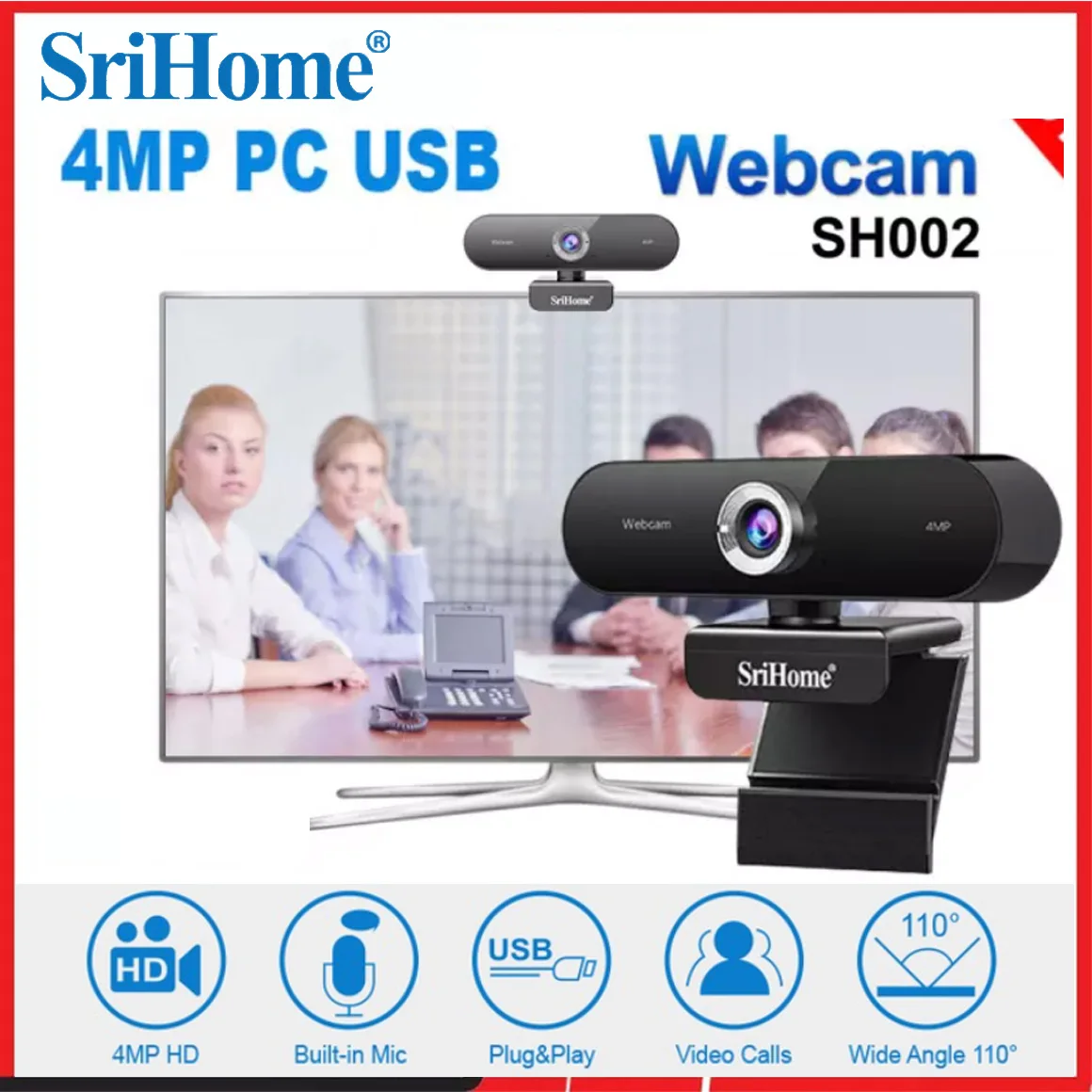 

Мини-веб-камера SH002, USB, 4 МП, с микрофоном