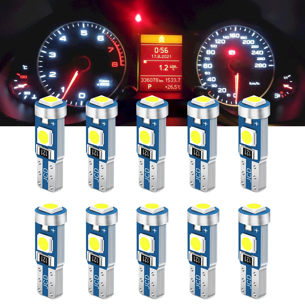 10Pcs T5 Led Bulb W3W W1.2W Led Car Interior Lights 12V for 