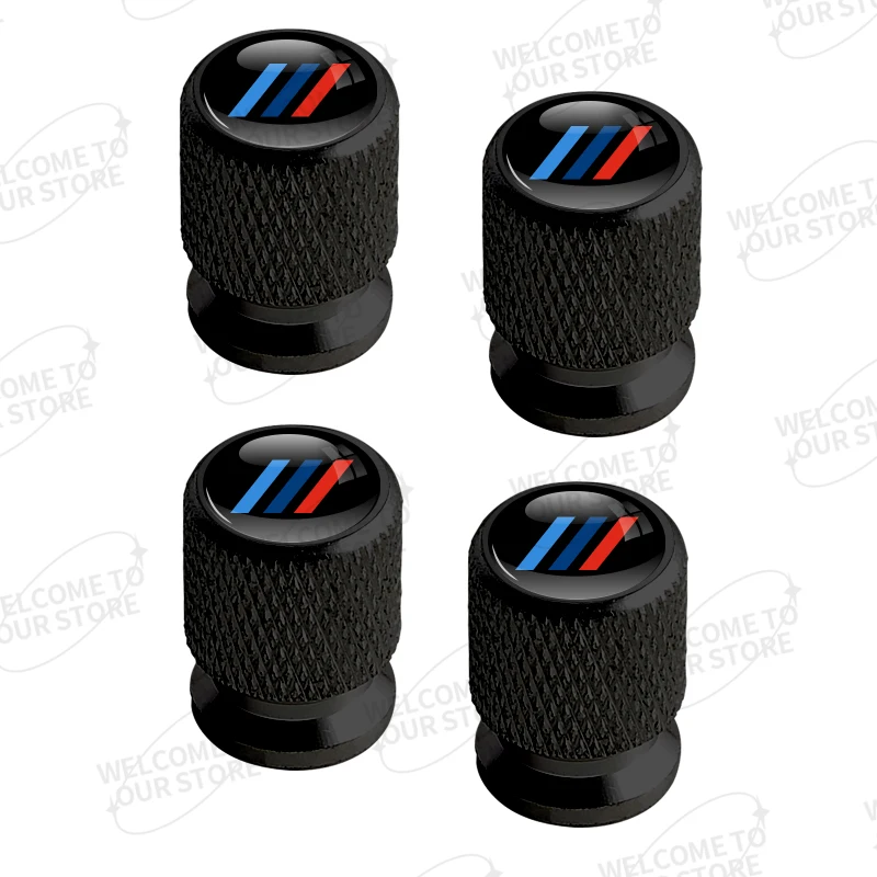 Алюминий для трехцветного полосатого логотипа E46 E36 E92 F30 F20 F10 E90 E60 X5 X6 E38 M4 4 шт. Автомобильный декор Колпачки клапанов шин Крышка штока