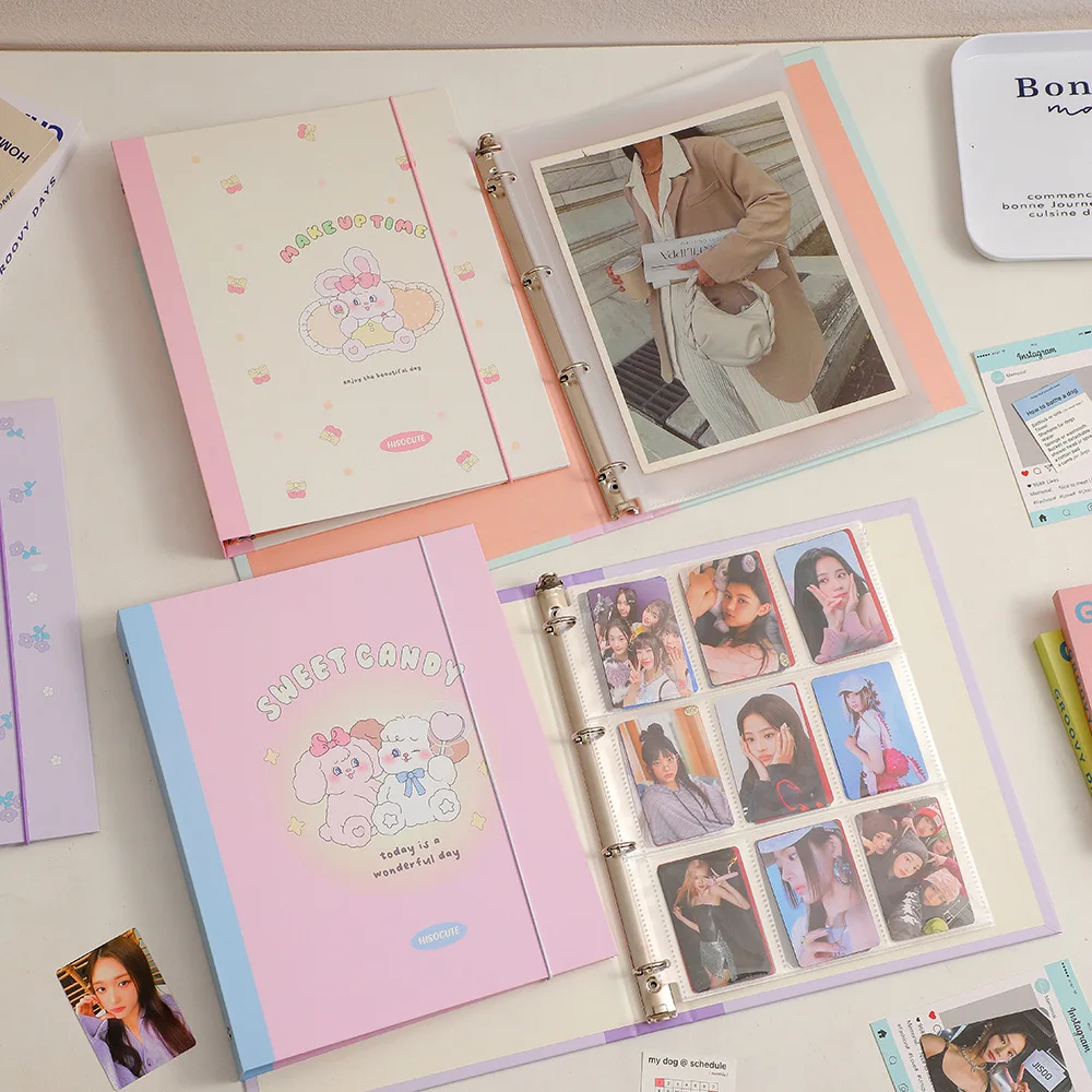 

IFFVGX Kawaii Binder Photocard Holder Kpop Idol Photo Album 3 Inch/A4 Photocards Collect Book Wedding Album Hardcover Stationery