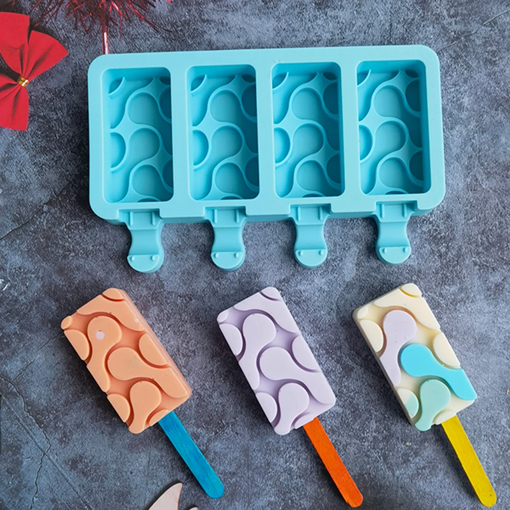 

Silicone Ice Cream Mold 3D DIY Handmade Eco-Friendly Popsicle Mould Mousse Dessert Freezer Juice Ice Cube Tray Barrel Maker tool