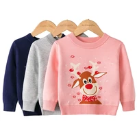 cartoon lovely deer pattern christmas sweater high quality warm winter clothing kids european american sweater for girls cute