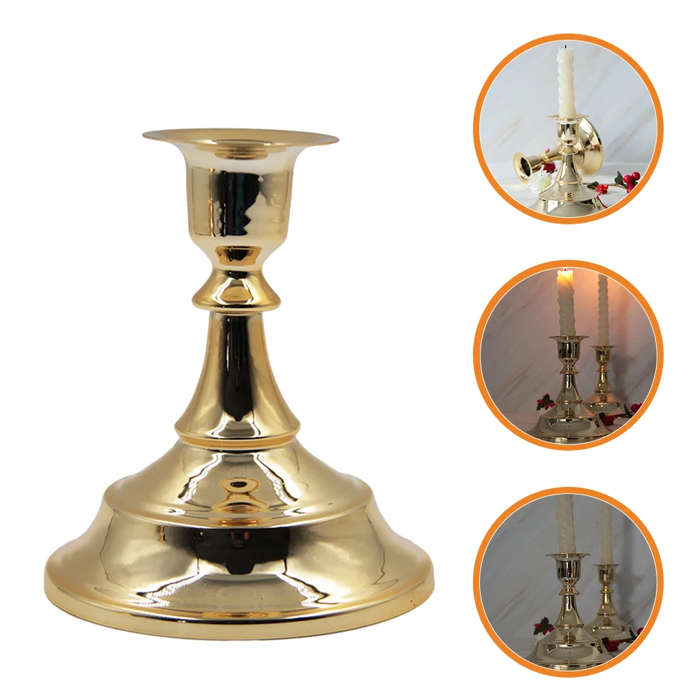 

Iron Art Candle Stand Delicate Desktop Candlestick Golden Candleholder