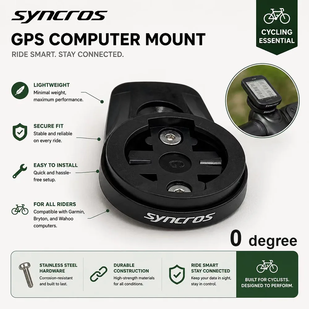 Фото Крепление для компьютера SYNCROS CNC из алюминия с верхней крышкой 0 °   Крепление для велокомпьютеров Garmin, Wahoo, Bryton Fraser IC SL WC DC XC Stem 1.5/2 №1