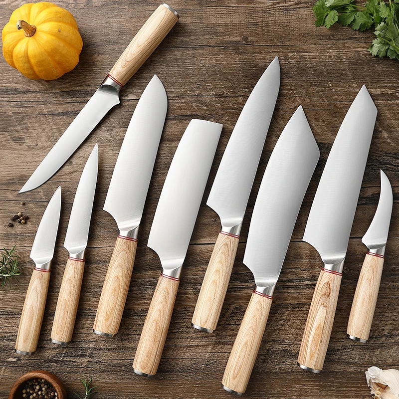 

1-9PC Kitchen Knives Set Stainless Steel Sharp Japanese Chef Santoku Cleaver Slicing Utility Boning Butcher Knife Kitchen Tool