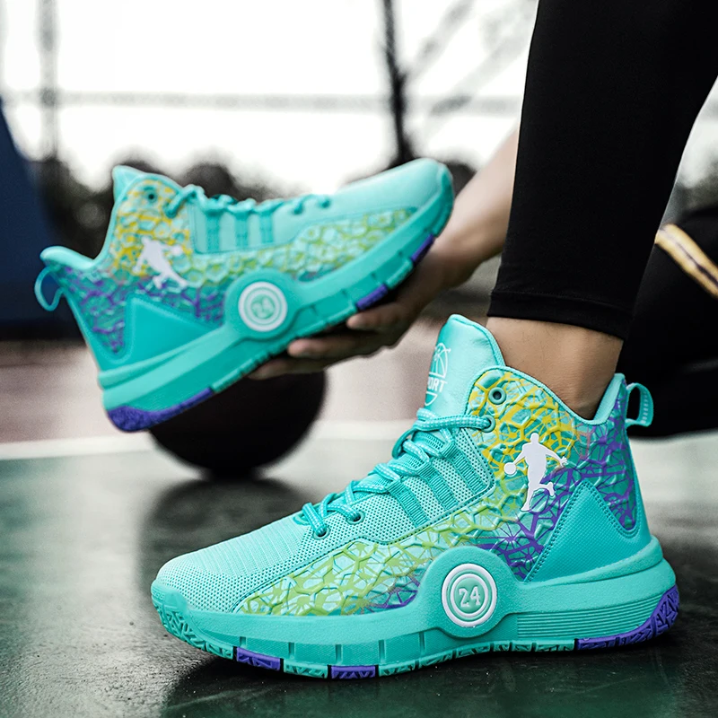 Hot Sale Children's Basketball Sneakers Wear Resistant Mesh Breathable Teenagers Basketball Training Footwear Kid Athletic Shoes