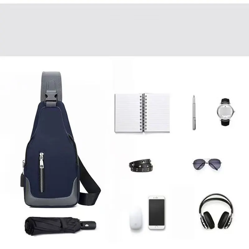 Men's Chest Bag Solid Color Men Chest Bag Outdoor Casual Messenger Bags Crossbody Bag USB Charging Waist Bag Sports Shoulder Bag