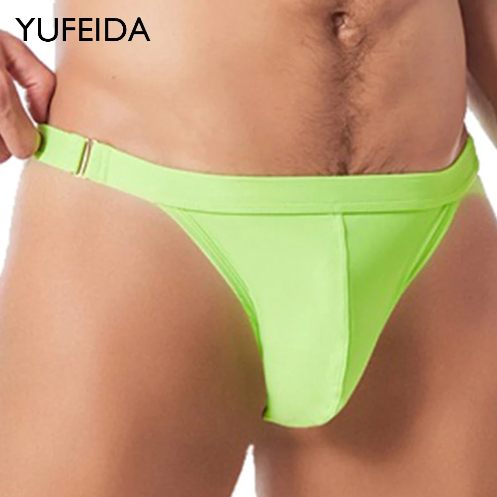 

YUFEIDA Metal Side Buckle Design Low Waist Mens Bikini Swimwear Swimsuit Male Sexy Summer Swim Trunks Triangle Fashion Swimsuits