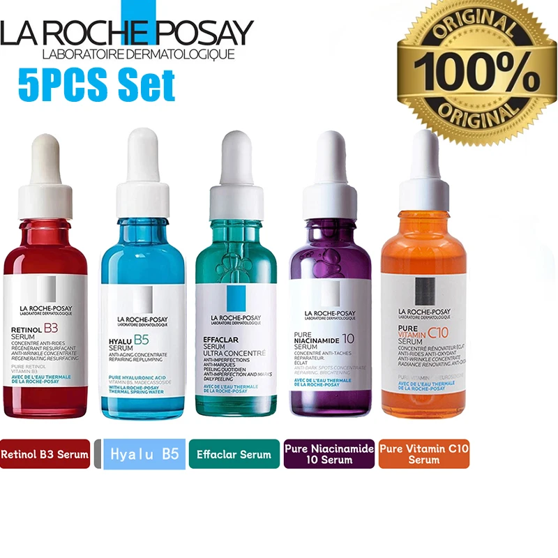 

5PCS La Roche Posay Original VitaminC10 Hyalu B5 Retinol B3 Niacinamide Serum Essence Anti-aging Wrinkle Skin Care 30ml