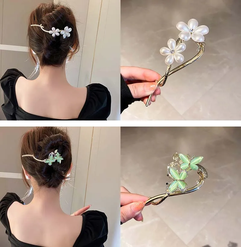 

Diamond-studded Pearl Fishtail Hairpin Back Head Female Frog Buckle Plate Hair Temperament Word Clip Hair Accessories Women New