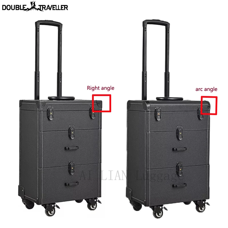 Women multi-layer large-capacity cosmetic case Box Nail tattoo Rolling luggage bag makeup case multi-function trolley suitcase