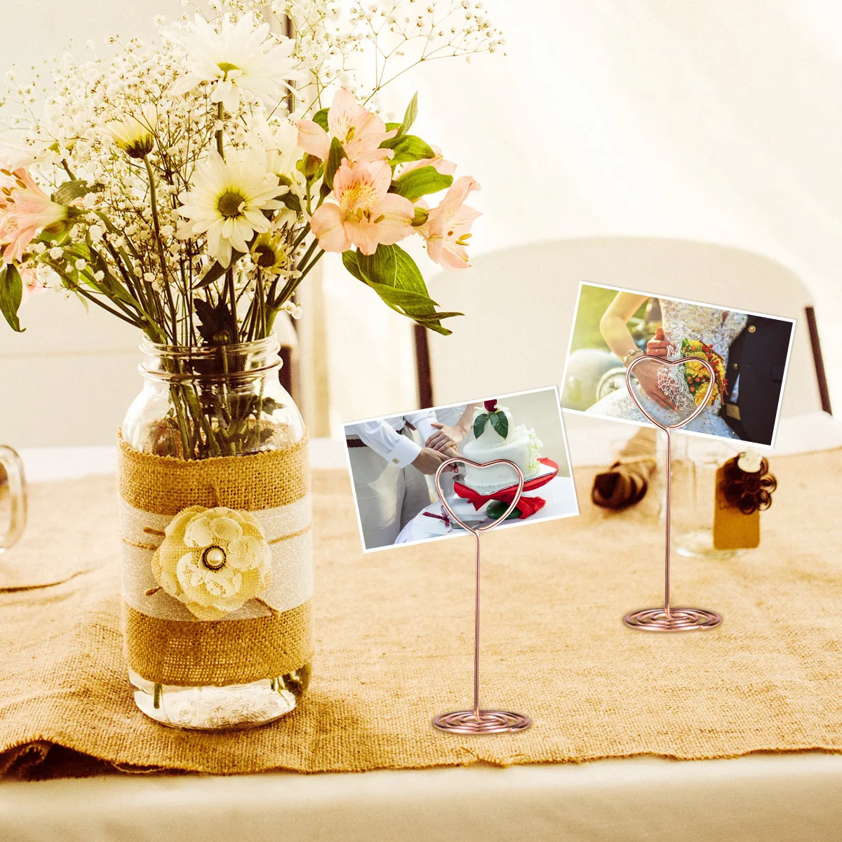 OUNONA 12- шт. розовое золото в форме сердца подставки для фотографий держатели