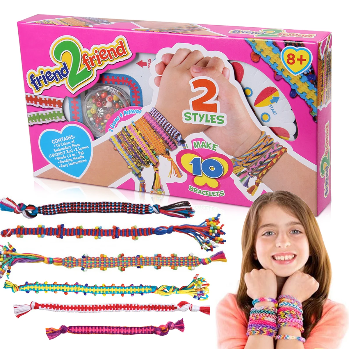 

Girls DIY Bracelet Making Kit Jewellery Making Kit Arts for Kids Friendship Craft for 5-12 Years Old Kid Girls toys String gift