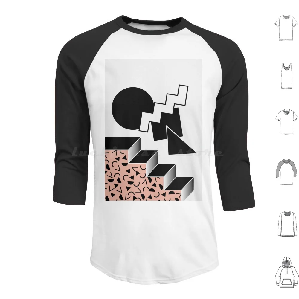 

Memphis 80'S Pattern Design Black And Pink Hoodies Long Sleeve Memphis Memphis Design Pattern Design Memphis