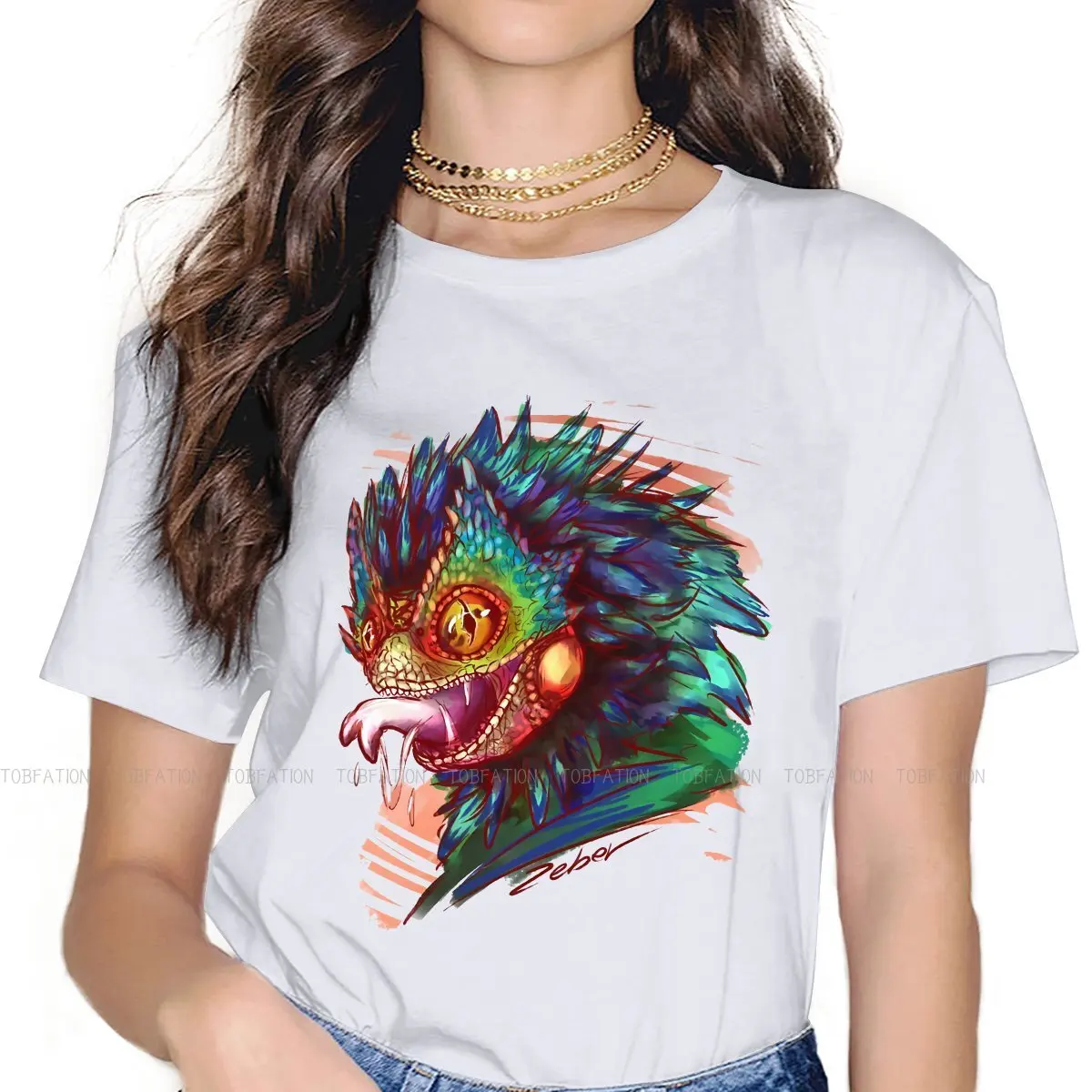 

Gecko Lover Women T Shirt Pukei Pukei Female Tops Graphic Kawaii Tees Ladies 5XL Cotton Tshirt