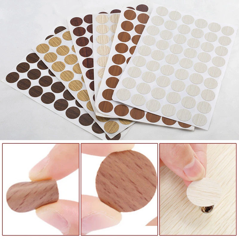 

54pcs/Card Self Adhesive Decorative Films Furniture Screw Cover Caps Stickers Wood Craft Desk Cabinet 21mm Pvc Ornament Supplies