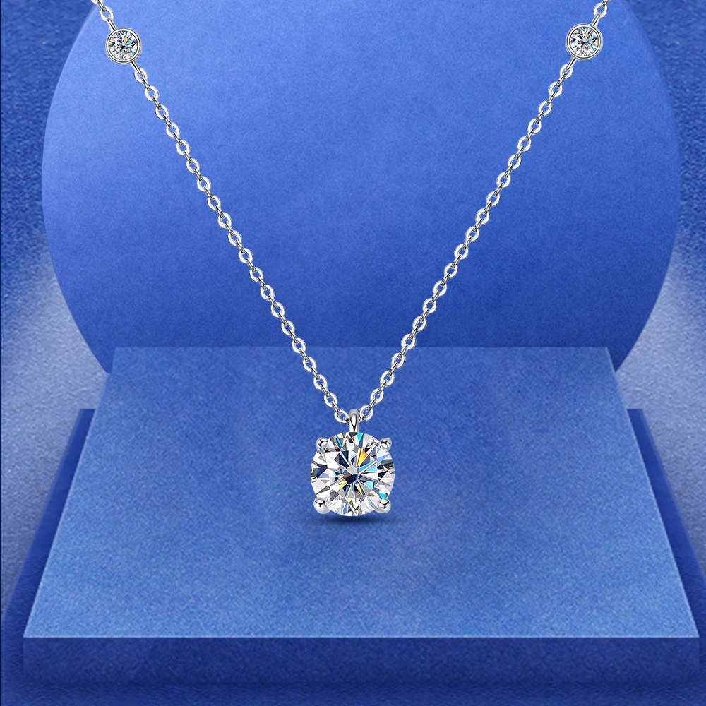 

Luxury 2 Carat D Color Real Moissanite Diamond Pendant Necklace For Women S925 Sterling Silver Chain Fine Jewelry Gift Wholesale
