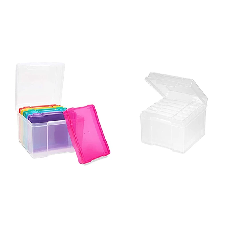

5X7 Inch Photos Cases And Clear Craft Keeper With Buckle Design 6 Inner Cases Plastic Storage Container Box
