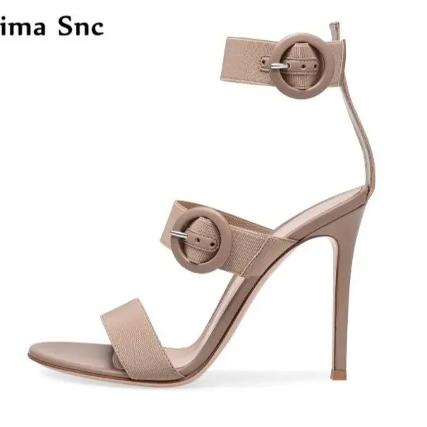 Open Toe Ankle Buckle Solid Sandals Stiletto Sexy Chic High Heel Concise Style Comfortable Women Party Shoes Summer Newest