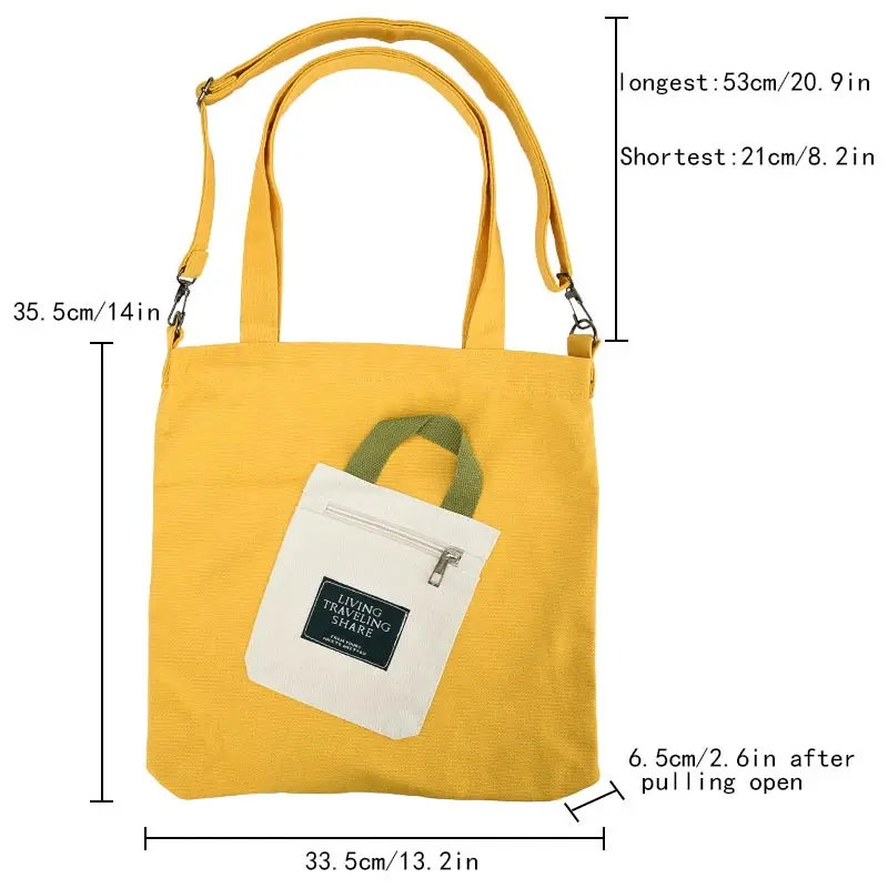 Shoulder Canvas Bags Women Large Capacity Wild Messenger Tote Shopper Bag School Style Cute Fun Handbag Detachable Crossbody