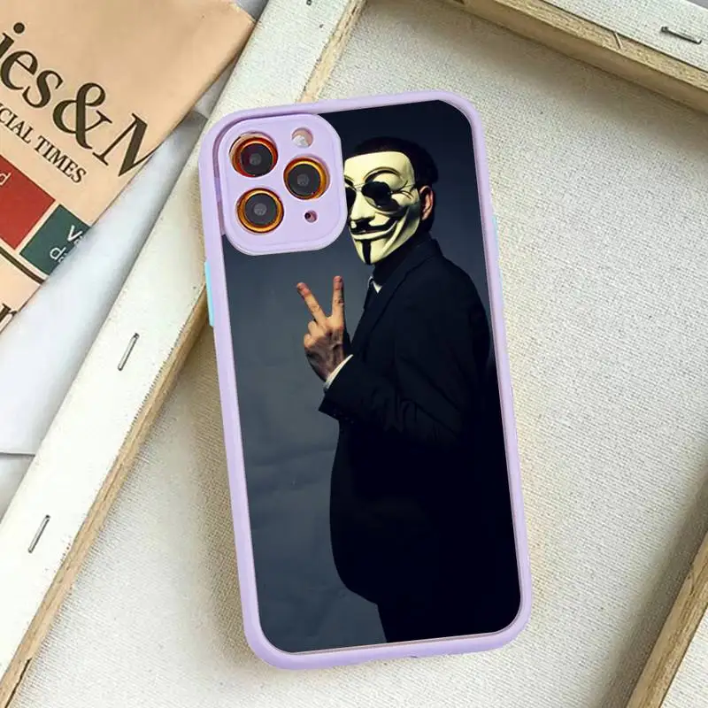 A-Anonymous Phone Case for iPhone 14 11 12 13 Mini Pro Max 8 7 Plus X XR XS MAX Translucent Matte Cover