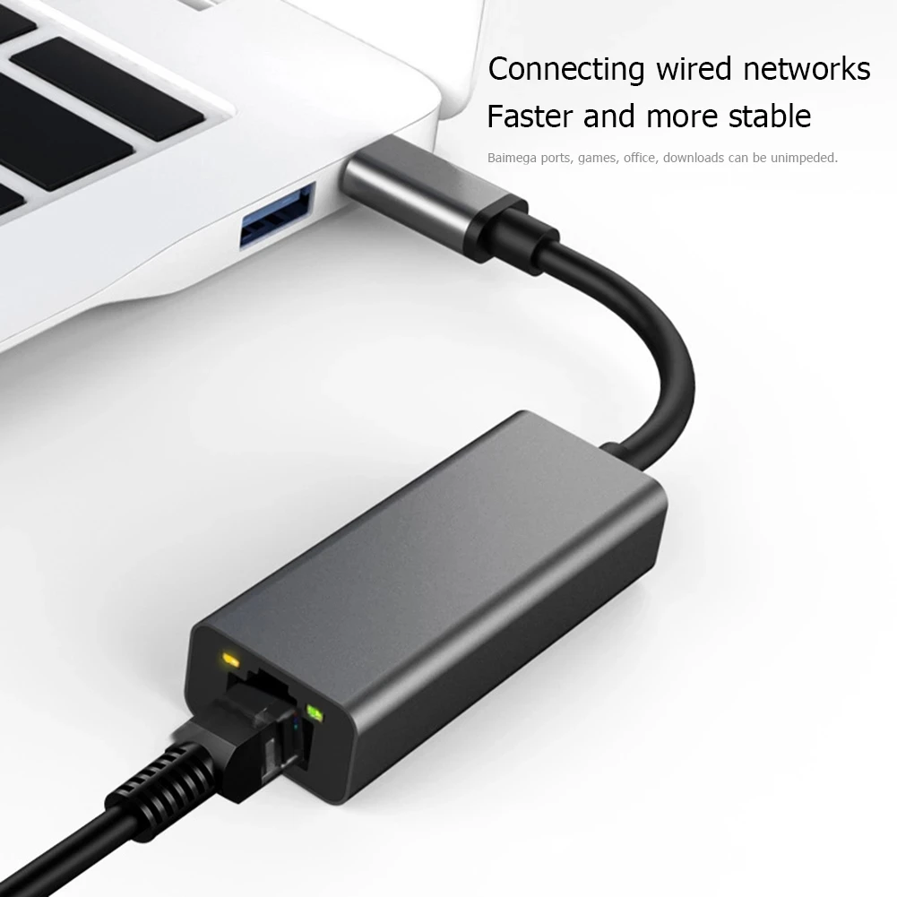 Сетевая карта USB с интерфейсом Ethernet и RJ45 адаптер для MacBook Pro Samsung Galaxy S9/S8/Note 9 Тип C |