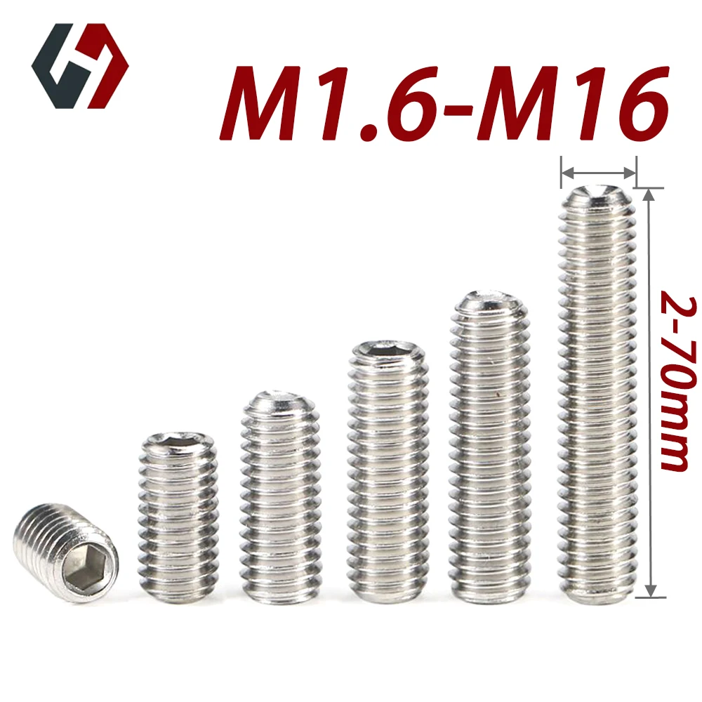 

304 Stainless Steel Headless Hexagonal Machine Screws DIN916 M2M3M4M5M6 Hardware Rivets For Leather Laptop Motherboards Plunger