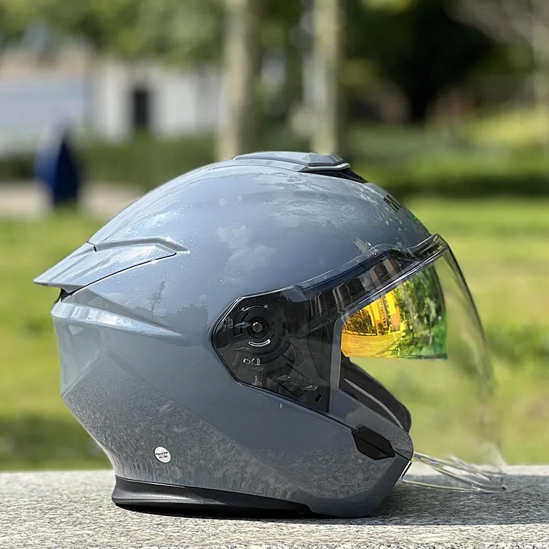 Original Mxnrte Brand Cement Grey Helmet Men and Women Double Lens Half Motorcycle Off-Road Winter Casco Casque