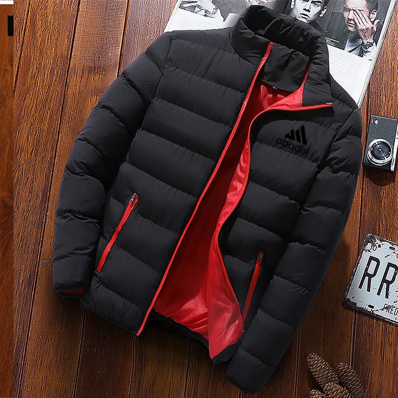 Men's windproof cotton pad down jacket slim winter men's thick coat waterproof solid collar casual men's coat