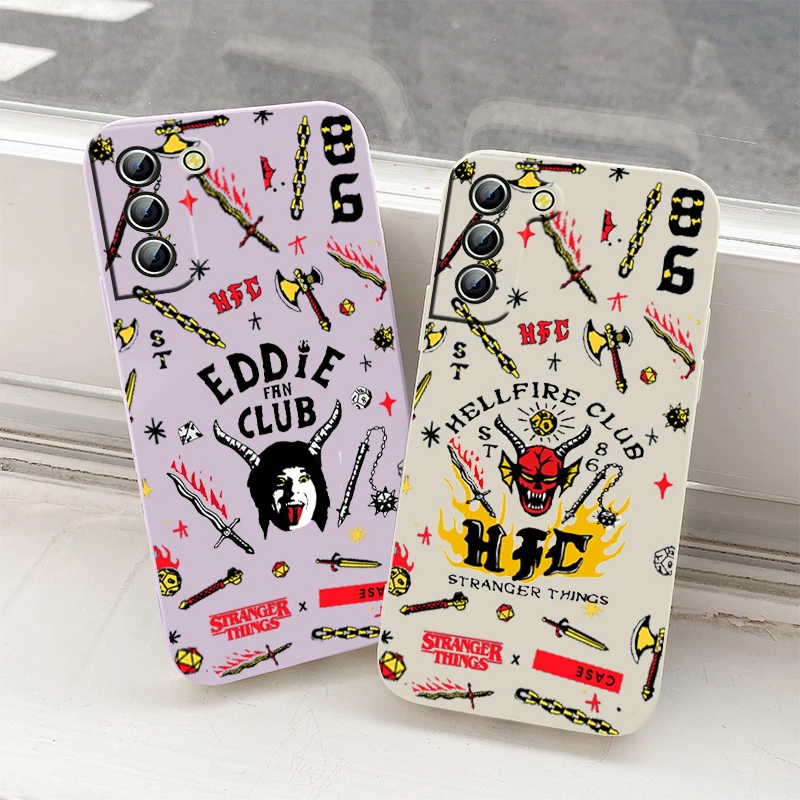 

Luxury Stranger Things Cool Phone Case For Samsung Galaxy S22 S21 S20 Pro FE S10 Note 20 10 Plus Ultra Liquid Rope Cover