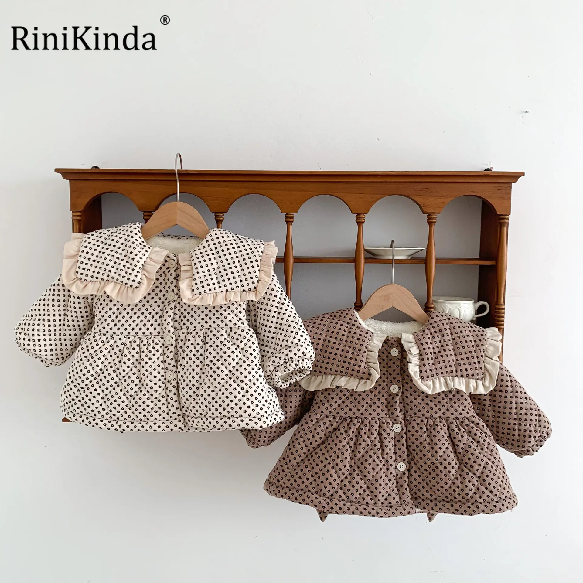 

RiniKinda 2022 Winter Newborn Baby Girl Coat Laple Bowknot Down Jacket For Girls Cotton Padded Clothes Kids Thicken Outerwear