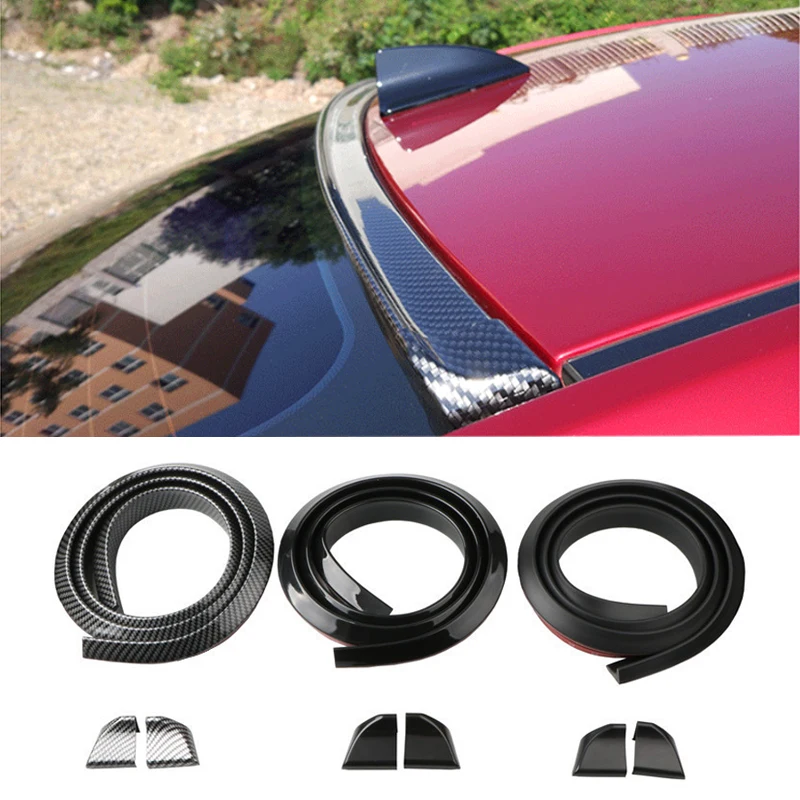 

1.5M Universal Car Carbon Fiber Tail Spoilers Decorative Strip Refit Spoiler Black/Gloss Black PVC Punch-free Car Styling