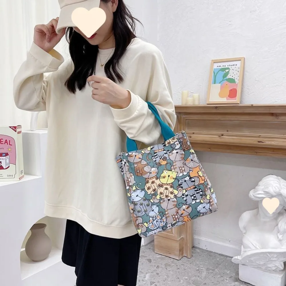 Большая вместительная Холщовая Сумка с мультяшным принтом Милая женская