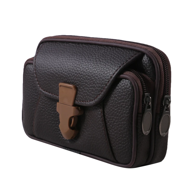 

Packs And Men Business Horizontal Belt Purse Wallet Style Solid Section Waist Bag Vertical Case Multifunctional Color Leather