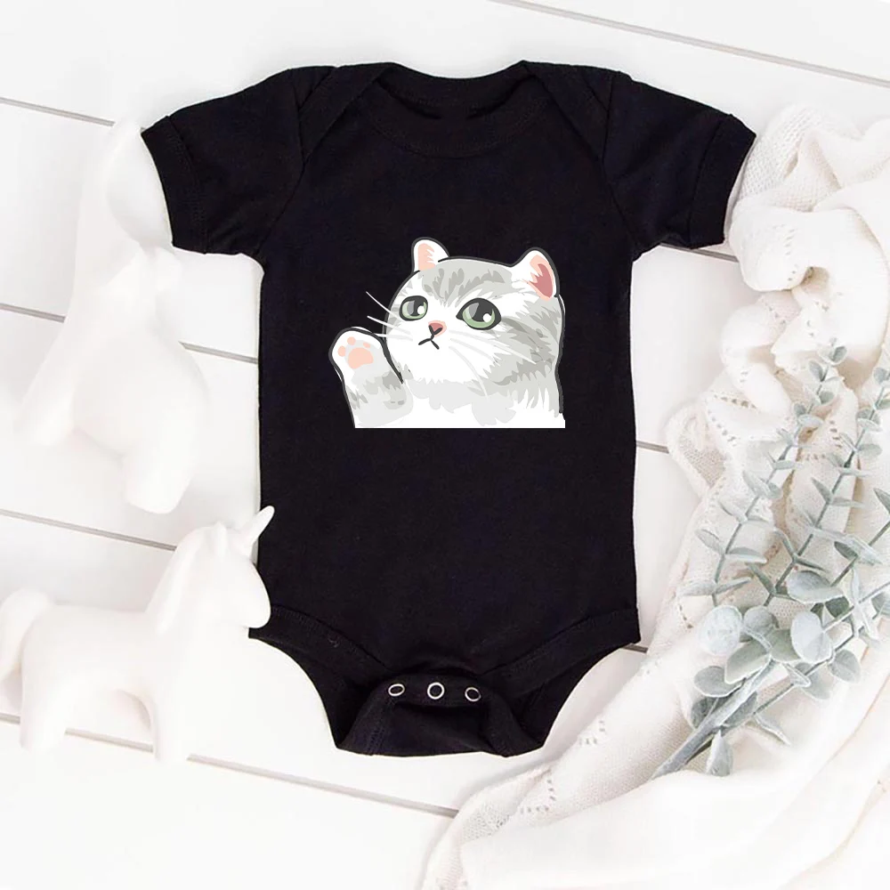

Kawaii Little Cat Print Baby Bodysuit Outfits Europe Fashion Summer Cute Baby Girl Boy Clothes Romper Comfy Versatile Jumpsuits