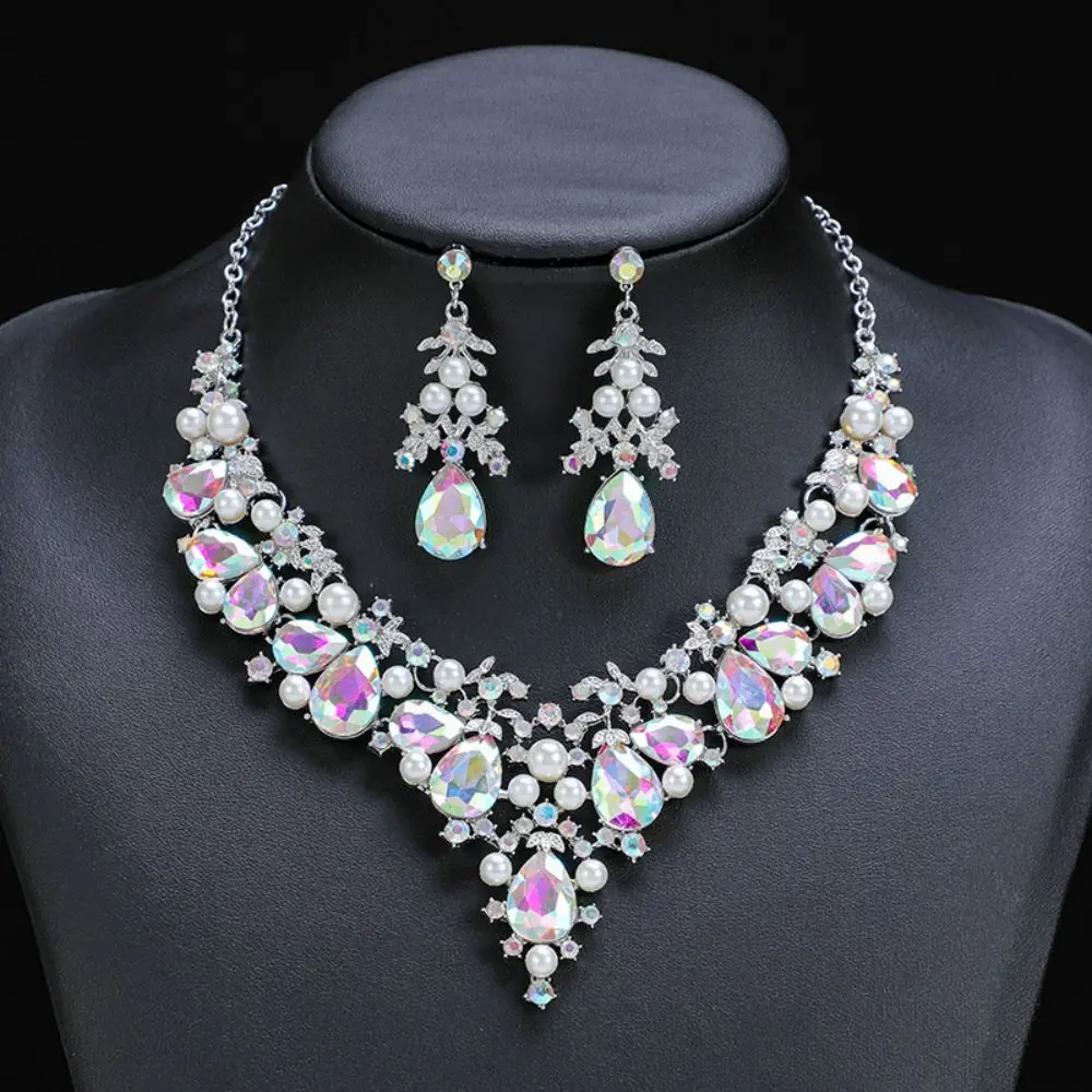 

Luxury Jewellery Set Personalised Exaggerated Rhinestone Necklace Earrings Women's Dress Dinner Bride Wedding Party Accessory