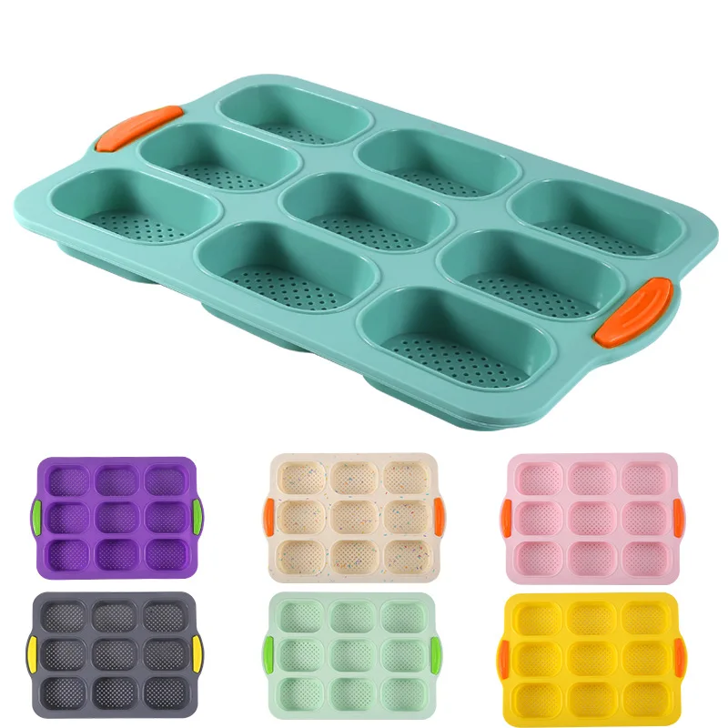 

Multi-color Silicone 9 Grid Oval Baguette Mold French DIY Bun Baking Tray Mold Non-stick Baking Tools Baking Accessories