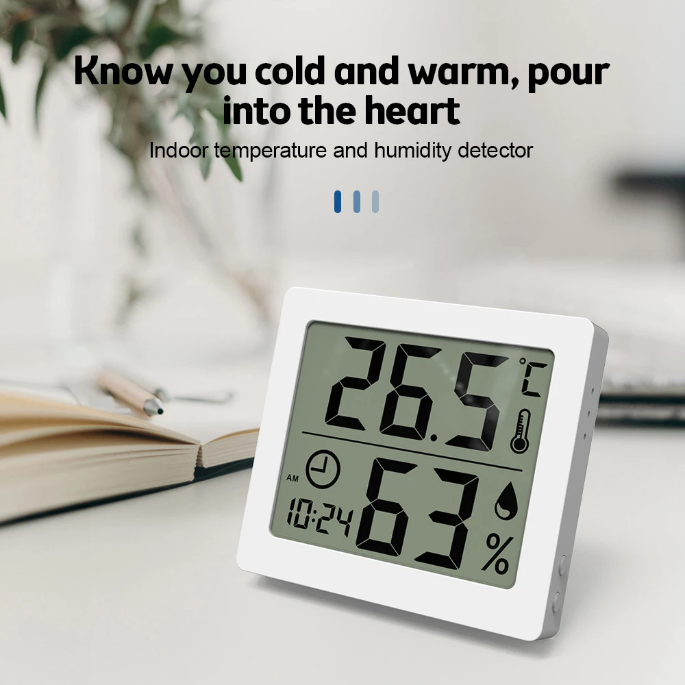 

Multifunction Thermometer Hygrometer Automatic Electronic Temperature Humidity Monitor Clock 3.2inch Large LCD Screen