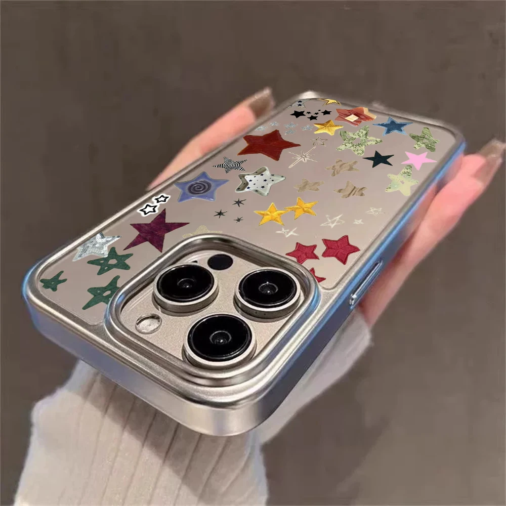 Фото Модные прозрачные чехлы Y2K Stars для iPhone 15 Pro Max, iPhone 16 Plus, 13, 14, 15, 12, 11, 17, Air, XR, прозрачные с покрытием TPU. №5