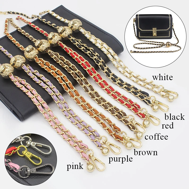 

120cm Adjustable Gold Silver Bead Ball Bag Chain Accessories For Handbags Messenger Bag Chain Metal Shoulder Strap For Bag