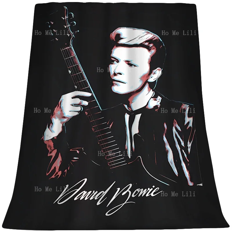 Фланелевое Одеяло для танцев Bowie и гитары отражающее зрение золотые годы дивана