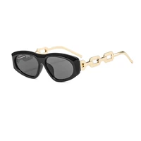 small frame thick chain decoration color ladies sunglasses fashion ins hot style retro women sunglasses luxury brand designer
