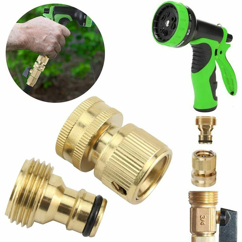 

1 Pc 3/4" Thread Quick Connector Brass Garden Watering Adapter Drip Irrigation Copper Hose Quick Connector Fittings Garden Tool